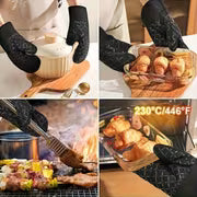 4pcs Silicone Oven Gloves And Pot Rack Heavy Duty Cooking Gloves Tool, Hot Pad BBQ Gloves, Roasting Gloves And — view 5