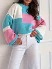 New Fashion Elegant Women's Color Block Patchwork Four-Season Commuter Pullover Sweater — view 2