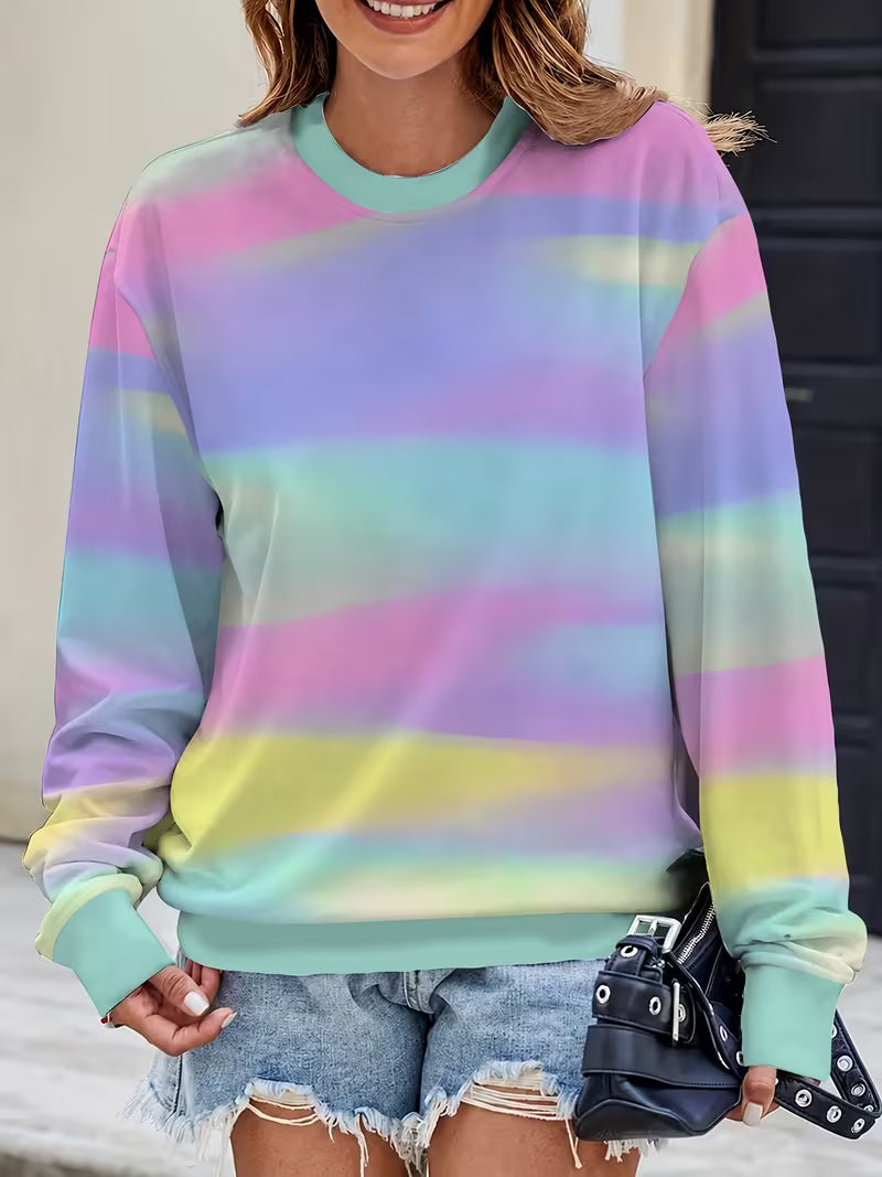 Casual Women'S Round Neck Long Sleeve Sweatshirt, Everyday Versatile Comfortable Top, Loose Basic Style, Home — view 7