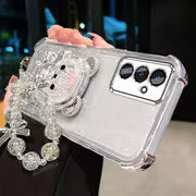 Phone Case: ACANRIES Luxury Star Bead Wrist Strap Chain Lanyard with Cute Bead Bear Folding Stand Holder and — view 6