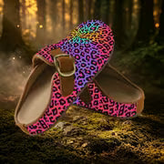 For Outdoor Balcony Living Room Daily Casual Universal Vintage Style Mules Casual Shoes Purple Colorful Leopard — view 2
