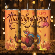 1pc 20oz Happy Thanksgiving Turkey Pumpkin Autumn Leaves Stainless Steel Insulated Tumblers Coffee Office Travel — view 6