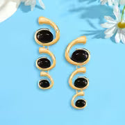 1 Pair Of Fashionable Three-layer Spiral Hanging Earrings, Black Acrylic Arranged In Sizes, Three-dimensional — view 3