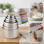 Fastest delivery: 5 BUSINESS DAYSBlack and Colorful 8pcs Stainless Steel Measuring Cup Set, Includes 8 Stackable — view 6