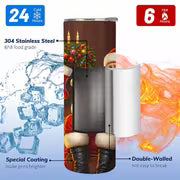 1pc 20oz Santa Claus Reading List By Fireplace Christmas Tree Stainless Steel Insulated Tumblers Coffee Office — view 4