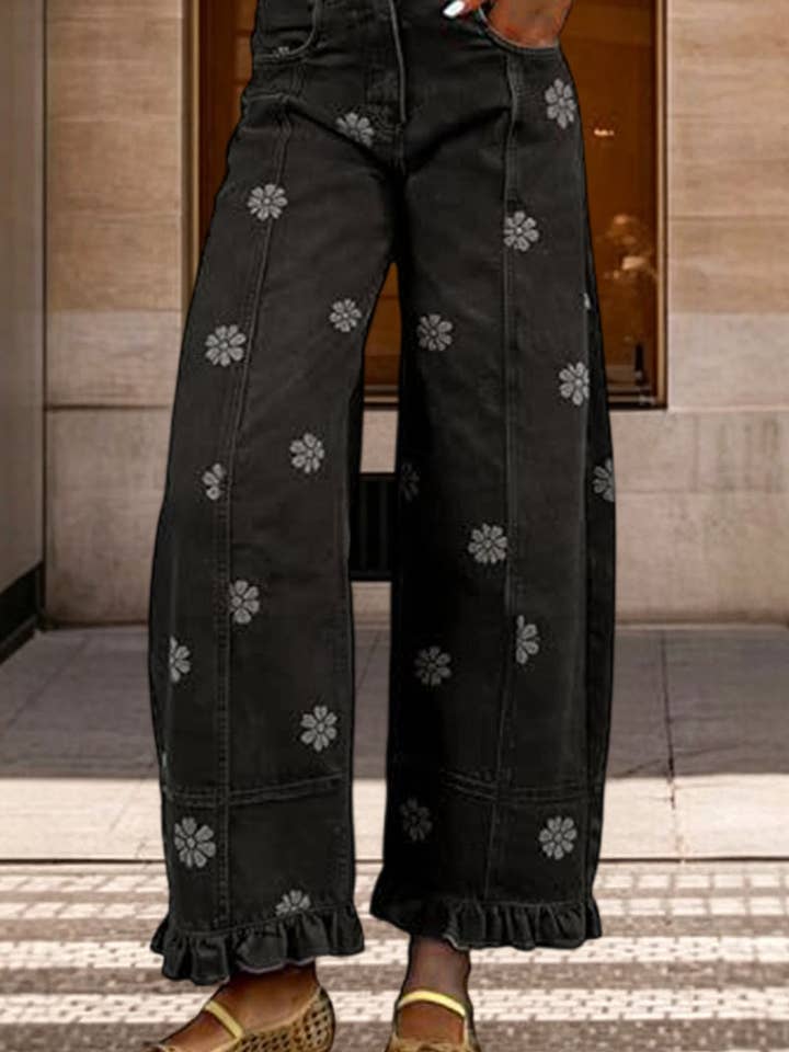 The Meadow Hours | Daisy Print Ruffle Hem Wide-Leg Pants — view 4 of 4