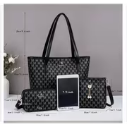 Women's printed handbag set, large capacity tote bag + crossbody bag + small bag, with letter decoration design — view 4