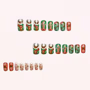 24pcs Christmas Edition Reindeer with Falling Snow Christmas Candy Deer Press-On Detachable Artificial Nails — view 2