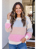 Las Colorblock Crew Neck Casual Vacation Sweater (S-Xl)