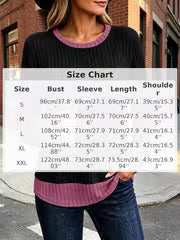 Women's Color Blocked Pit Stripe Round Neck Long Sleeved Contrasting Pullover Casual Loose And Winter Top L XXL — view 6