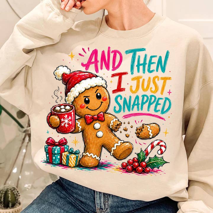Sassy Gingerbread Man Christmas Sweatshirt, Snapped Off — view 4