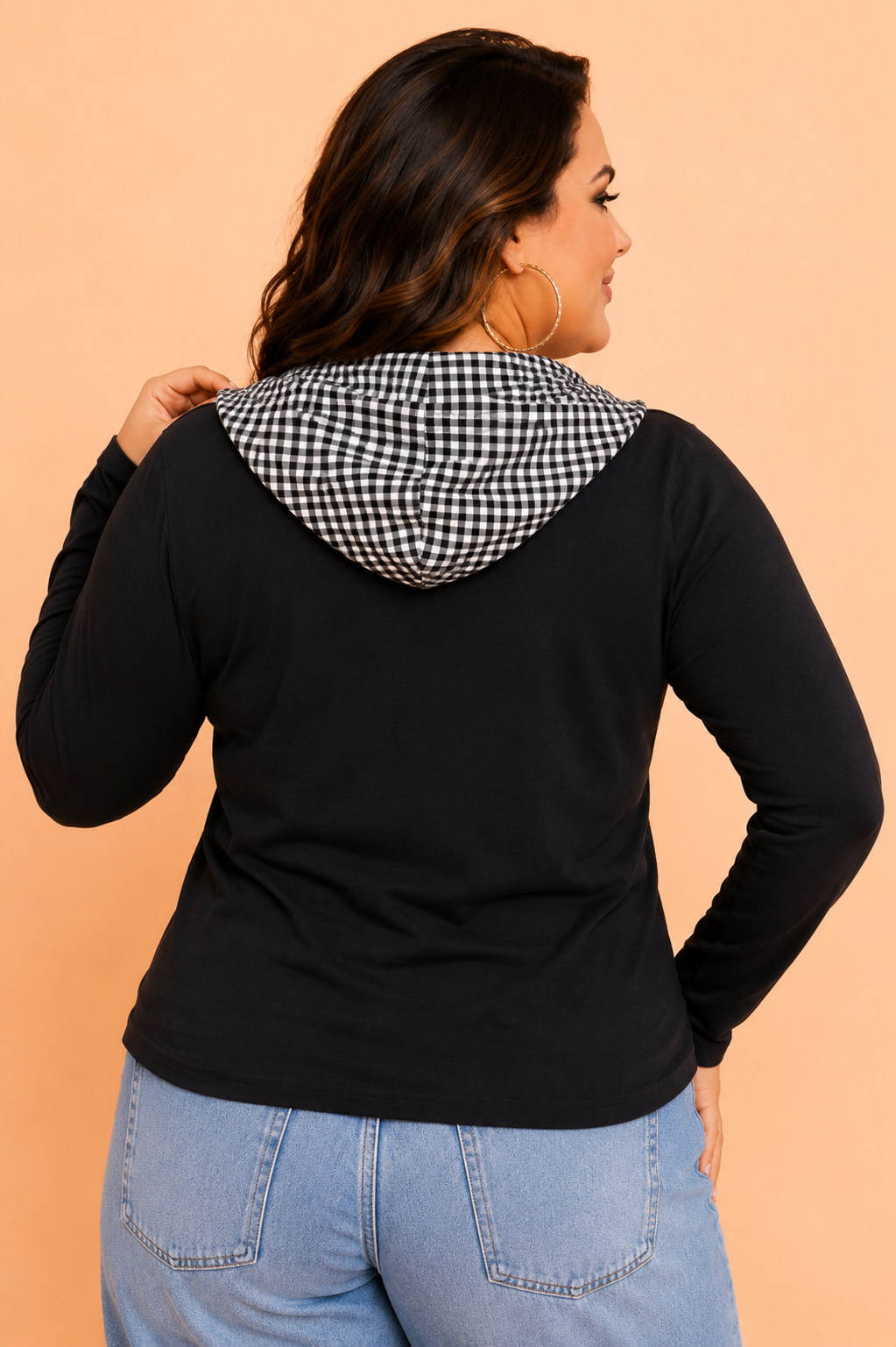 The Picnic Verdict | Gingham Long-Sleeve Hooded Blouse, Plus Size — view 2 of 3