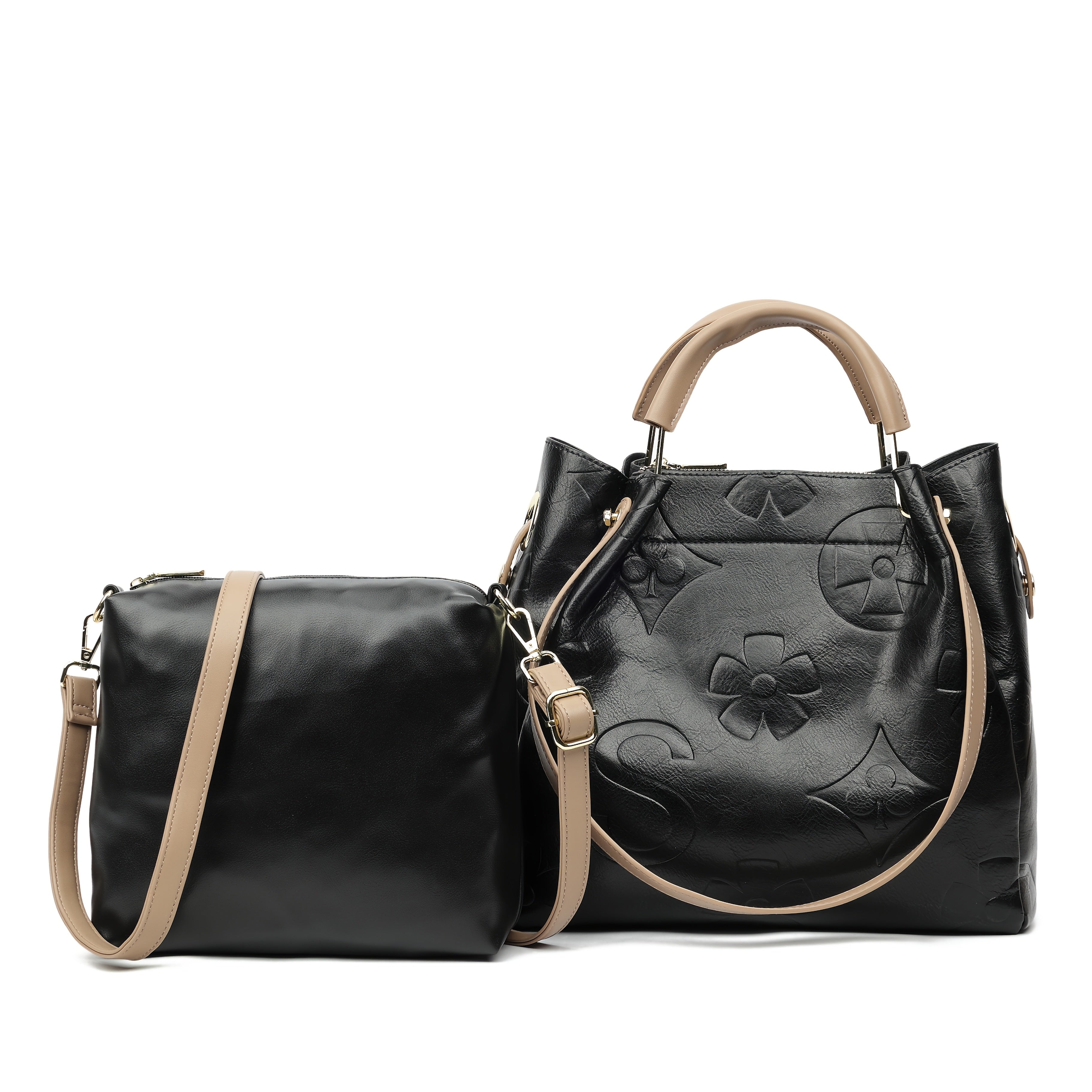 Elegant Flower Embossed Handbag, Fashionable Satchel Bag for Work, Classic All-Match Bag
