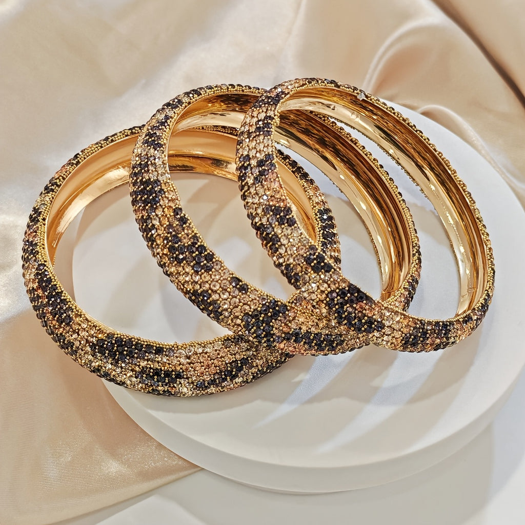 3pcs Women's Bracelet Set, Fashion High-end Metal Inlaid Rhinestone Large and Small Bracelets Suitable for Daily Party Wear