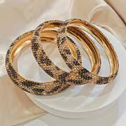 3pcs Women's Bracelet Set, Fashion High-end Metal Inlaid Rhinestone Large and Small Bracelets Suitable for Daily — view 2