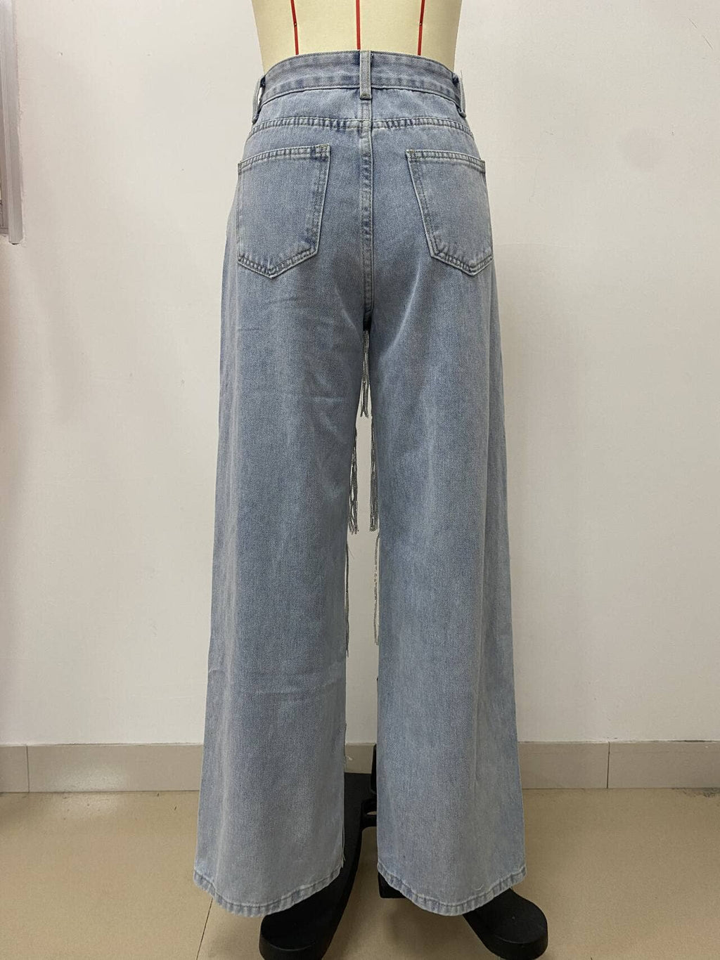 Trendy Tassel Wide-Leg Extra Long Jeans