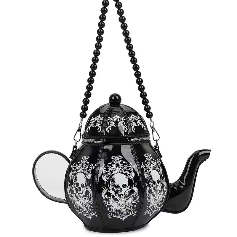 Retro Pearl Chain Print Teapot Handbag Shoulder Bag Personalized Cute Bag Women'S Crossbody Bag — view 10