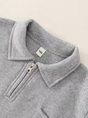2pcs Boys' Half-zip Lapel Polo Sweatshirt and Long Pants Set, Made of Lightweight, Comfortable, and -friendly — view 4