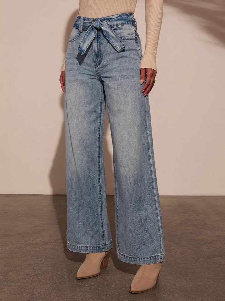 High Waist Tie-Waist Jeans