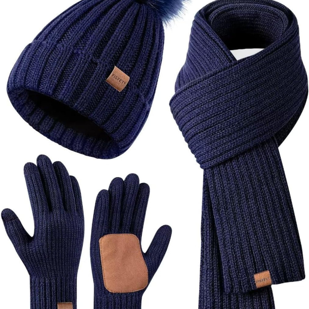Winter Beanie Hat Scarf Gloves Set for Women