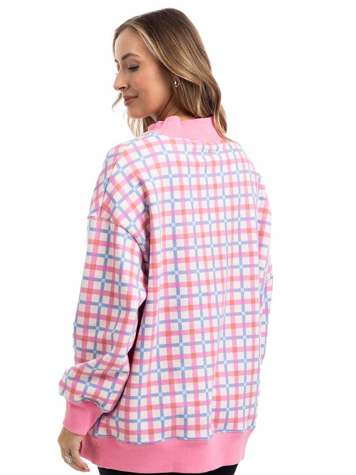 Merry & Bright Plaid Mockneck Sweatshirt — view 3
