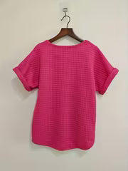 Solid Round Neck Batwing Sleeve T-Shirt Top Loose Short Sleeve — view 4