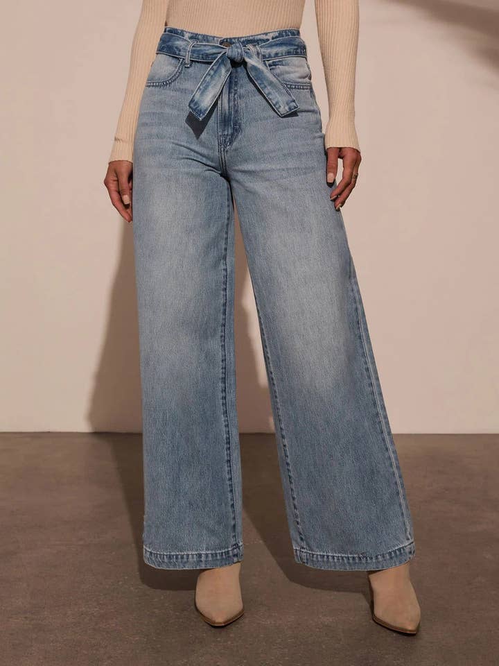 High Waist Tie-Waist Jeans