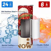1pc 20oz Christmas Snowman with Red Hat And Scarf Standing In Front Of Decorated Pine Trees Under Starry Sky I M — view 4