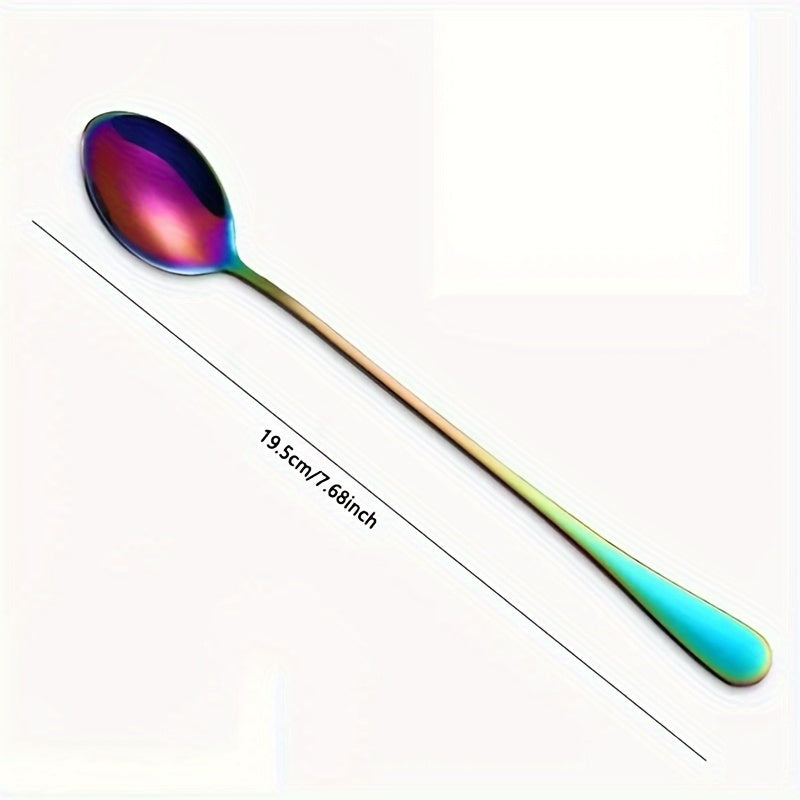 8pcs Rainbow Stainless Steel Dessert Spoon Set - Durable, Polished & Dishwasher Safe - Ideal for Coffee, Iced Tea & Cocktails - Perfect for Home, Kitchen, or Party Use - For Everyday Dining & Entertaining - Great Gift for Housewarming & Special Occasions