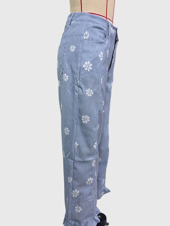 The Meadow Hours | Daisy Print Ruffle Hem Wide-Leg Pants — view 4 of 4