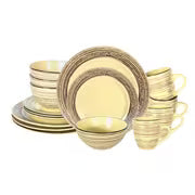 HomeVss 16pcs Dinnerware Set, Ceramic Plates And Bowls Sets For 4, Microwave And Dishwasher Safe, Handcrafted — view 21