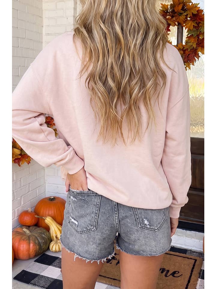Las Fall Floral Pumpkin Mock Neck Sweatshirt (S-Xl)