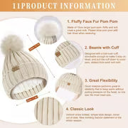 Winter Beanie Hat Scarf Gloves Set for Women, Womens Beanie with Pom Pom Long Scarf Neck Warmer Touchscreen — view 6