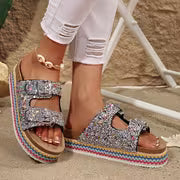 Women's Elegant Rhinestone-Decorated Thick Platform - Slip-On Open-Toe Beach Slippers with Cushioned Sole — view 7