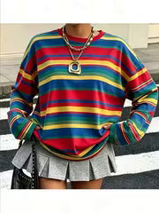 Spring and Autumn Digital Print Striped Casual Versatile Long Sleeve — view 1