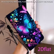 Phone Case - [2Dflat] Colorful Butterfly Pattern Wallet Phone Case Magnetic Flip Cover Suitable for Samsung for — view 5