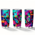 One 20Oz Tumbler with a Vibrant Butterfly And Colorful Floral Design