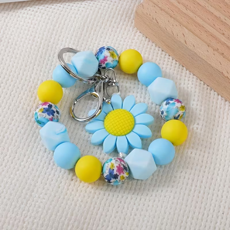 Charming Sunflower Beaded Keychain with Small Floral Pattern, Sunflower Pendant for Bags and Backpacks, Perfect — view 10