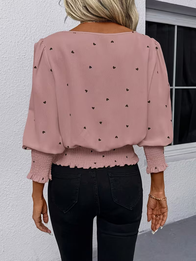Women's Light Pink Shirt, Formal and Casual Blouse, Three-Quarter Sleeve, Suitable for Office, Party, and — view 6
