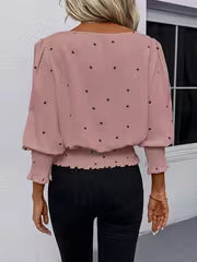 Women's Light Pink Shirt, Formal and Casual Blouse, Three-Quarter Sleeve, Suitable for Office, Party, and — view 5