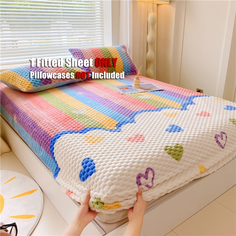 1pc Of Heart-shaped Carved Milk Velvet Bed Sheet, Mattress Protective Cover, Dust Cover, Soft And Comfortable Bedding Without Pillowcase, Machine Washable, Suitable for Bedrooms, Guest Rooms, Hotels, Fully Enclosed Bed Covers