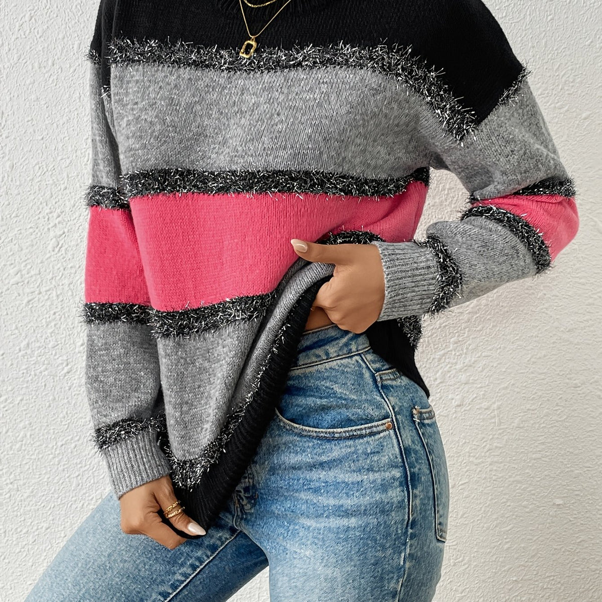 New Women'S Top, Women'S Elegant Color-Blocked