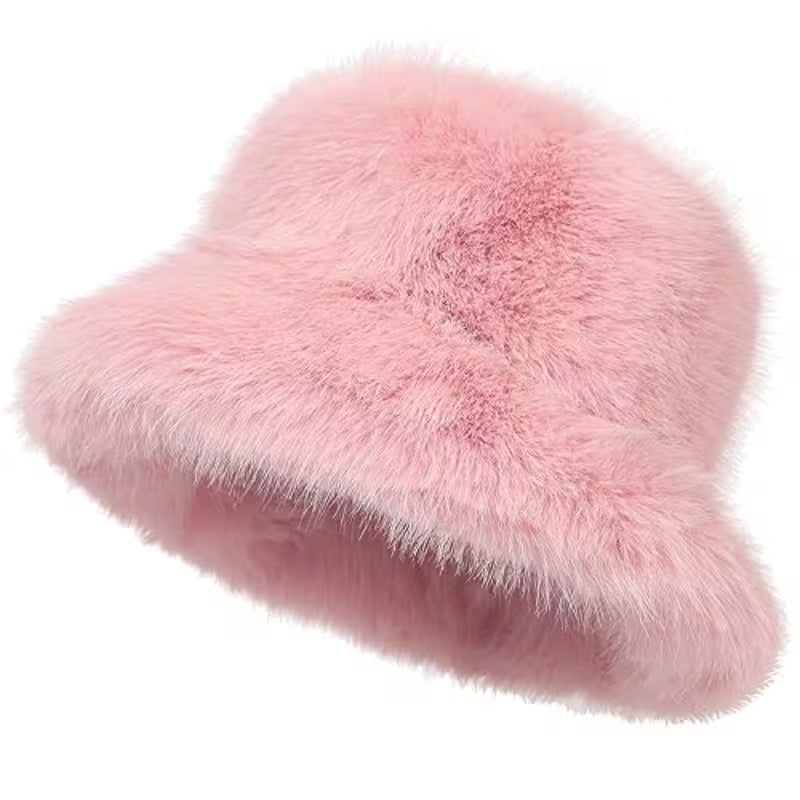 LA CARRIE Women's Fuzzy Wide Brim Faux Bucket Hat Winter Warmer Fisherman Cap — view 7