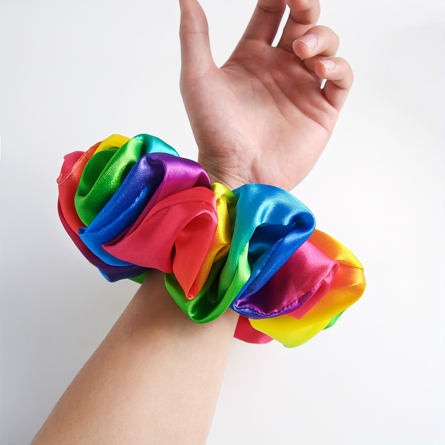 1pc Rainbow Color Large Intestine Hair Loop Elastic Hair Rope Trendy Hair Styling Accessories For Women And daily wear Wear