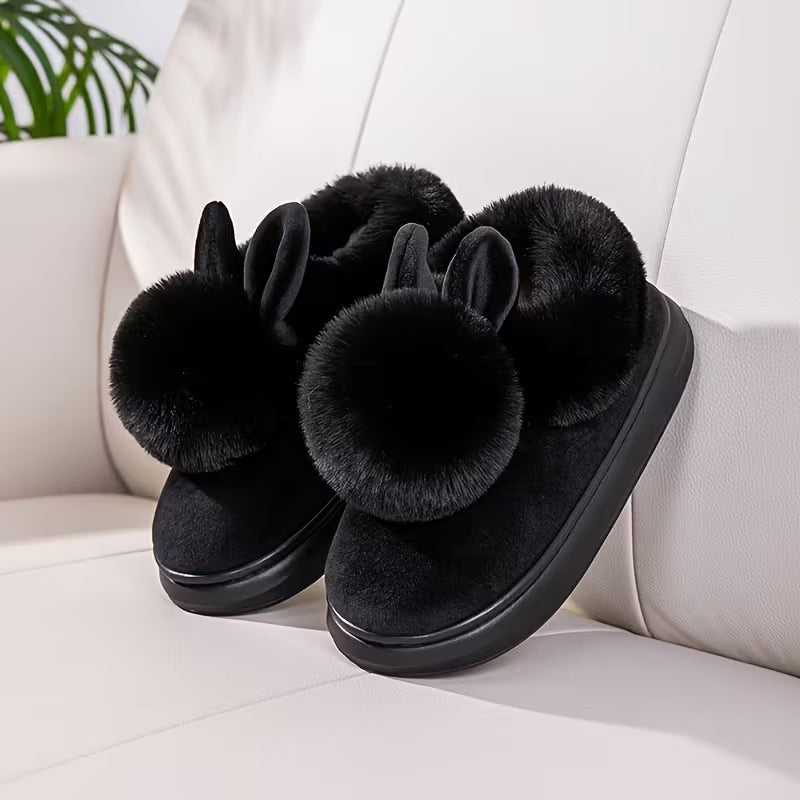 New Autumn/Winter Single-Ball Rabbit Ear Design Warm Slippers for Men And Women - Couple'S Home Shoes with Thick — view 12