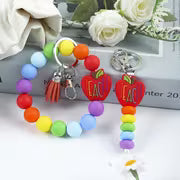 2pcs Apple TEACH Cute & Compact Keychain & Wrist Key Ring Teacher'S Day Gift Graduation & Back-to-School Season — view 1