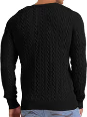 Men's 2024 New Bamboo Rayon Blend Cable-Knit Sweater - Soft Warm Winter Pullover with Burgundy/Navy Color — view 6