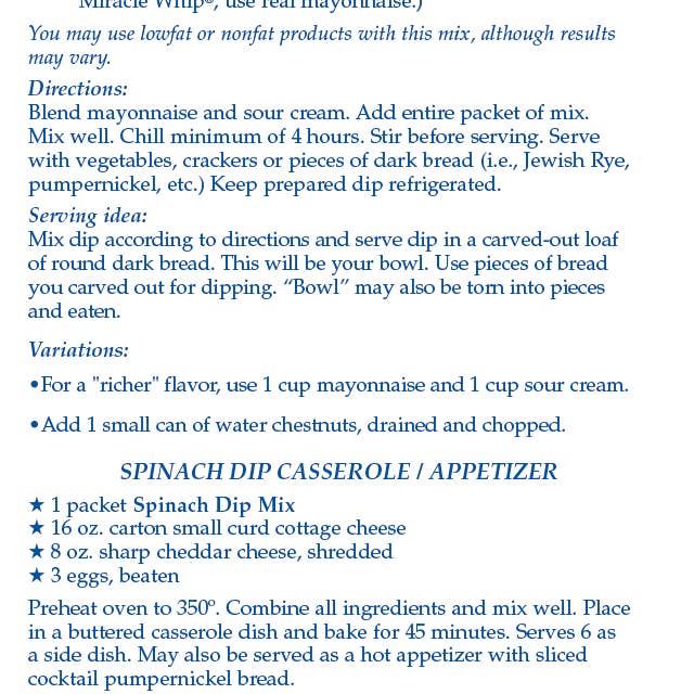 Spinach Dip Mix