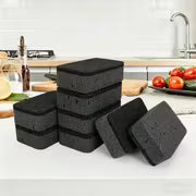 8pcs Black Thickened Seaweed Sponge Kitchen Cleaning Scrubber, Double-Sided Dishwashing Sponge, Stain Removal — view 1