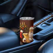 1pc 20oz Santa Claus Reading List By Fireplace Christmas Tree Stainless Steel Insulated Tumblers Coffee Office — view 5